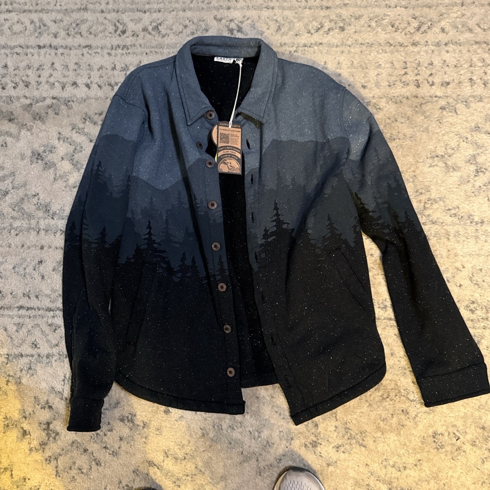 Men's Casual Button Down Shirt - Black Forest Design